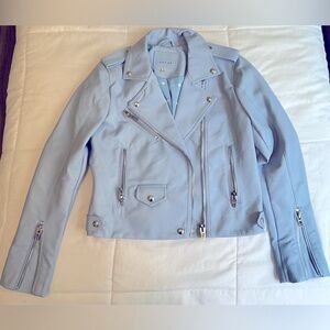 BLANK NYC Vegan Leather Moto Jacket Women’s S Baby Blue/Light Blue